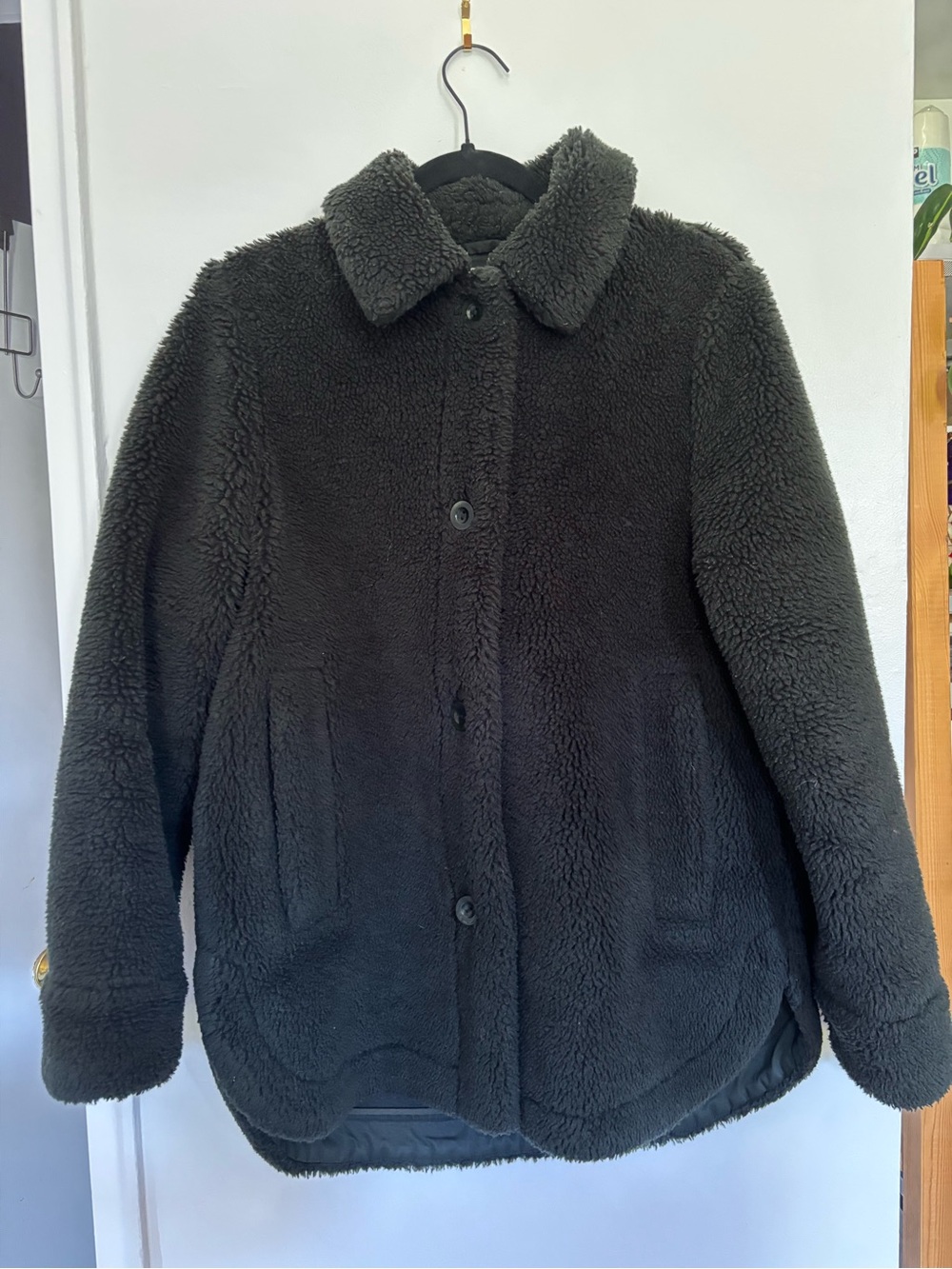 COS Black Plush Sherpa Puffer Jacket